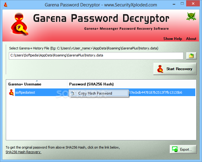 Garena Password Decryptor