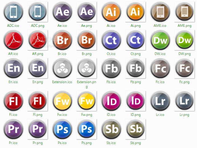 Glossy Round Adobe Icons