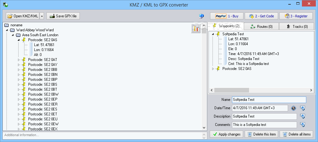 KMZ / KML to GPX converter