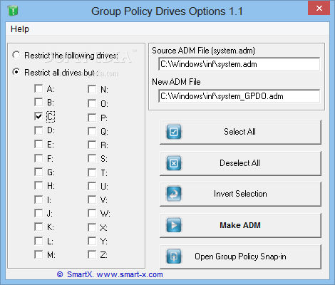 Group Policy Drives Options