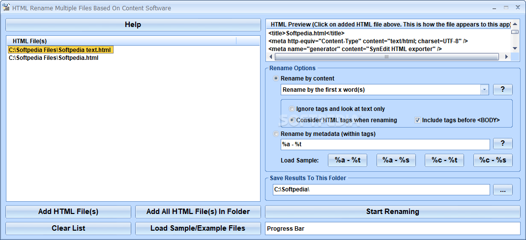 HTML Rename Multiple Files Based On Content Software