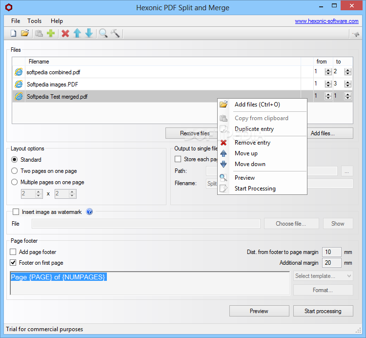 Hexonic PDF Split and Merge