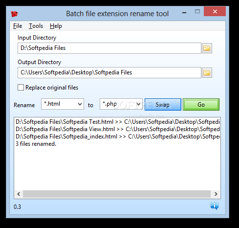 Batch file extension rename tool