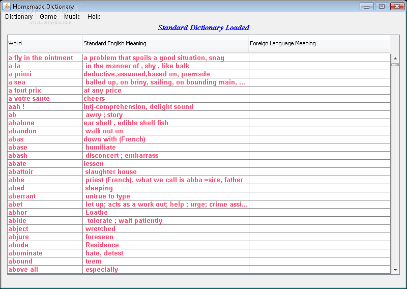 HomeMade Dictionary