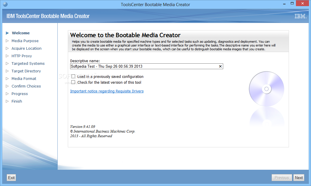 IBM ToolsCenter Bootable Media Creator