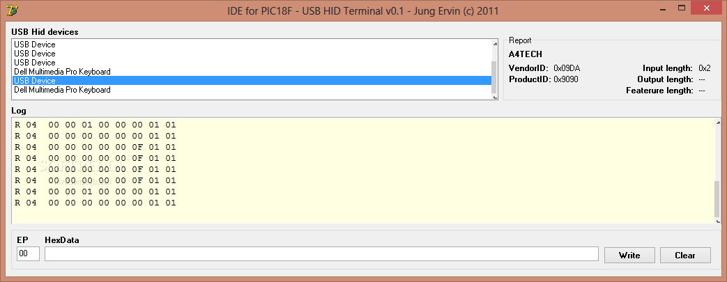 IDE for PIC18F - USB HID Terminal