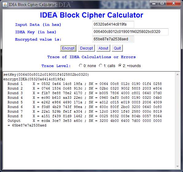 IDEA Block Chiper Calculator