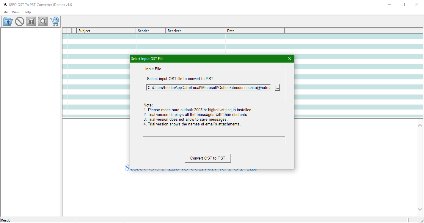 IGEO OST to PST Converter