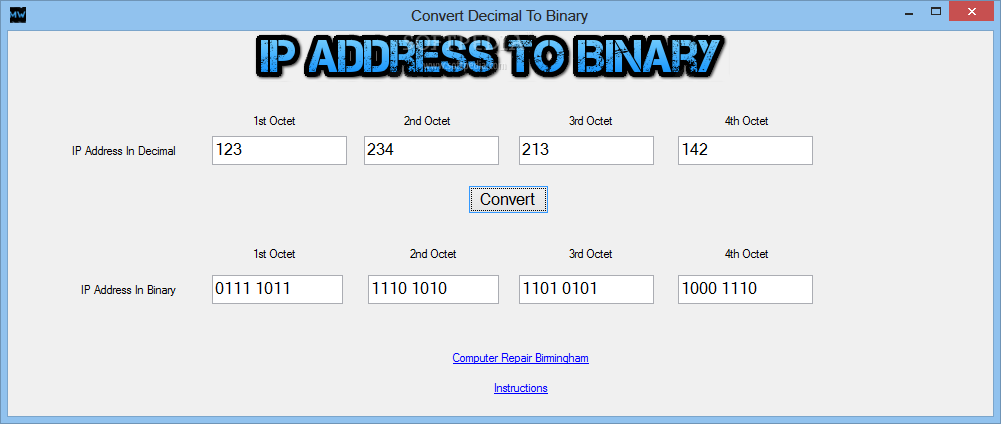 IP Address to Binary Conversion
