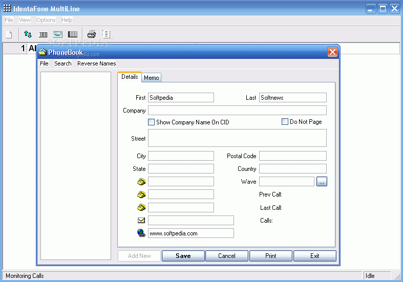 IdentaFone Multi-Line Caller ID Software