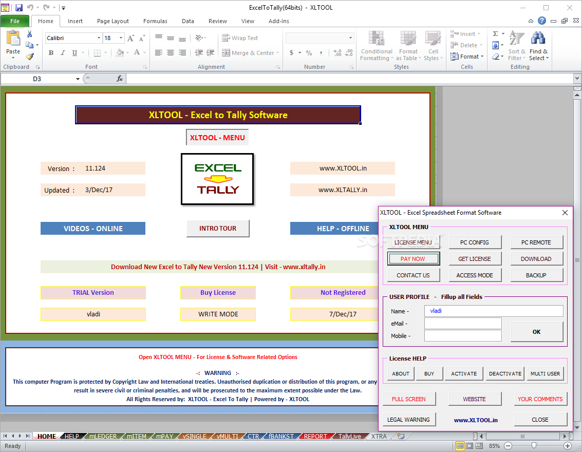 XLTOOL - Excel To Tally Software