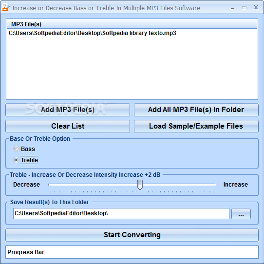 Increase or Decrease Bass or Treble In Multiple MP3 Files Software