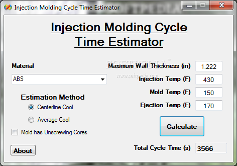 Injection Molding Cycle Time Estimator