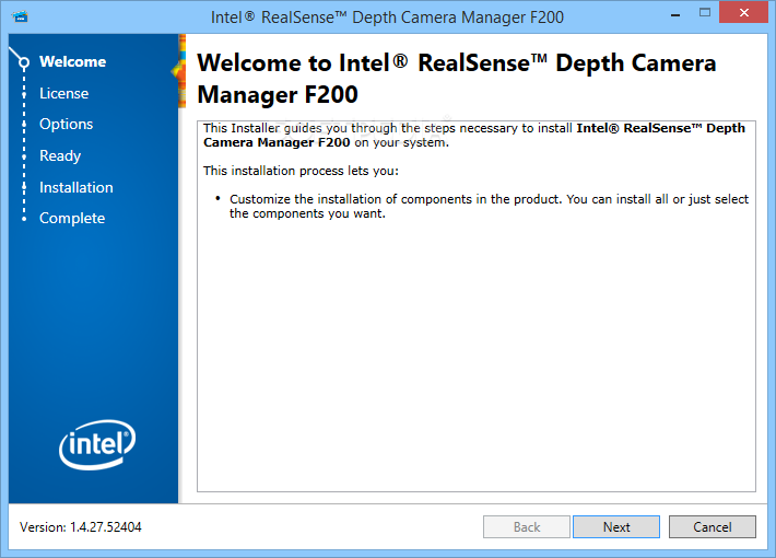 Intel RealSense Depth Camera Manager F200