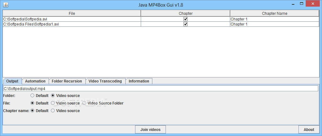 Java MP4Box Gui