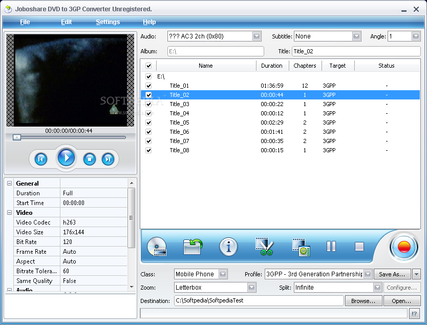 Joboshare DVD to 3GP Converter