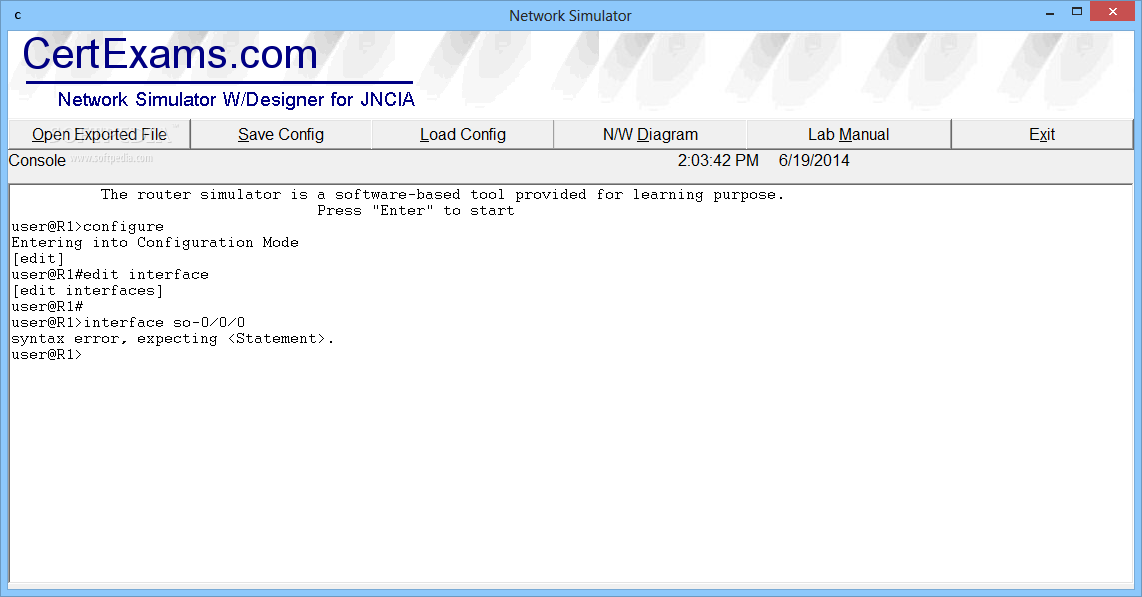 Juniper Simulator with Designer for JNCIA