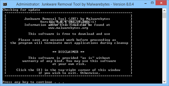 Junkware Removal Tool - JRT [DISCONTINUED]
