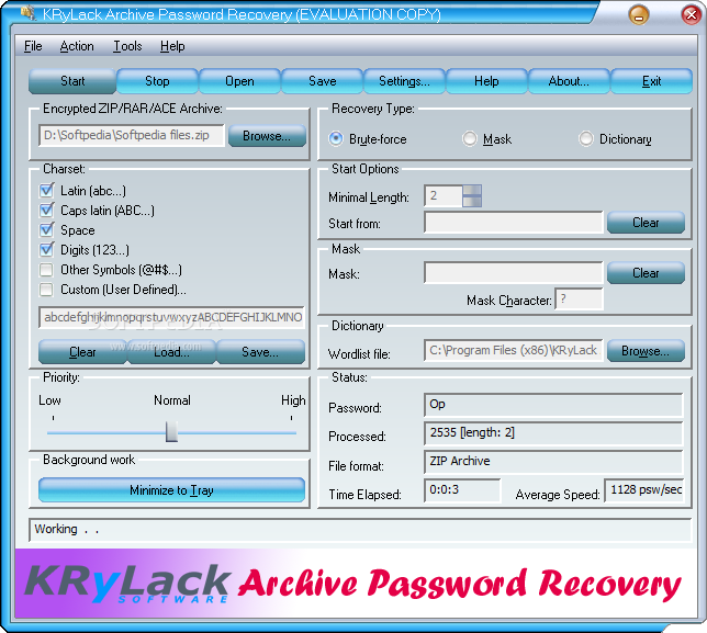 KRyLack Archive Password Recovery