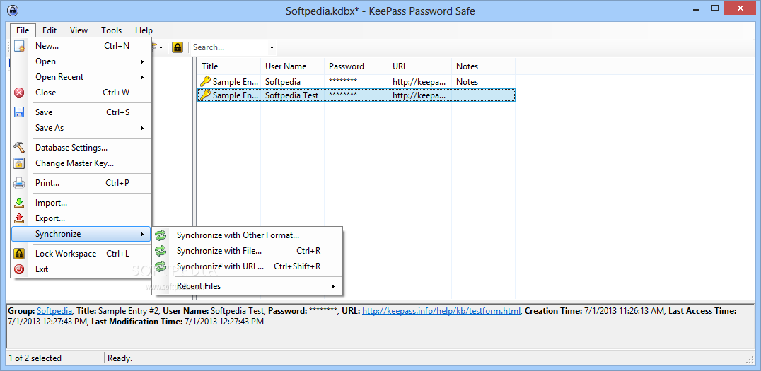 KeePass Sync Other Formats