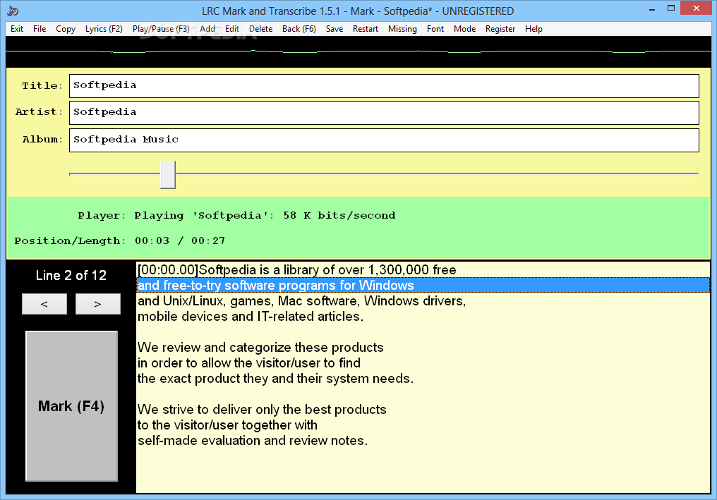 LRC Mark and Transcribe