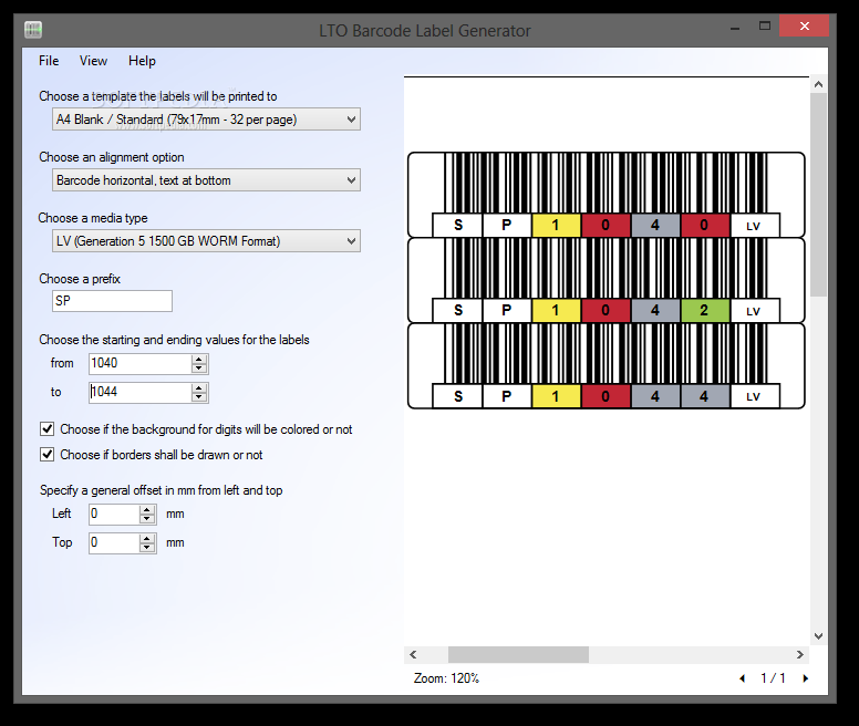 LTO Barcode Label Generator