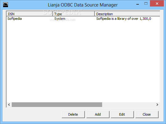 Lianja ODBC Data Source Manager