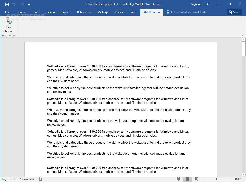 Link Checker for Microsoft Word