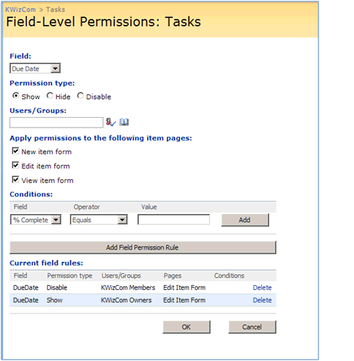List Forms Extensions Feature
