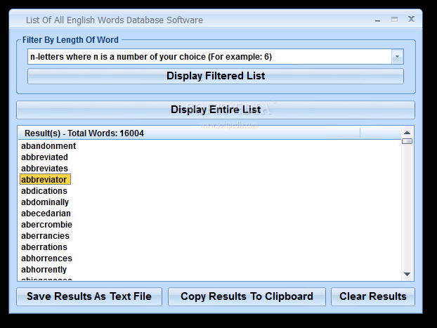 List Of All English Words Database Software