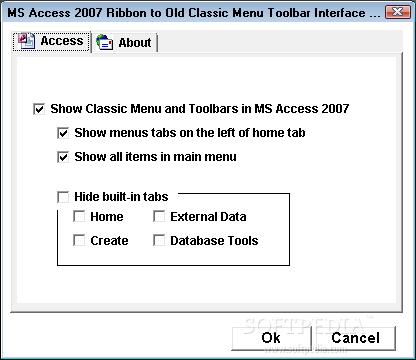 MS Access 2007 Ribbon to Old Classic Menu Toolbar Interface Software