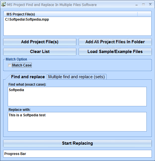 MS Project Find and Replace In Multiple Files Software