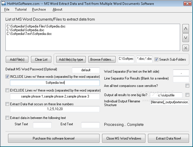 MS Word Extract Data and Text from Multiple Word Documents