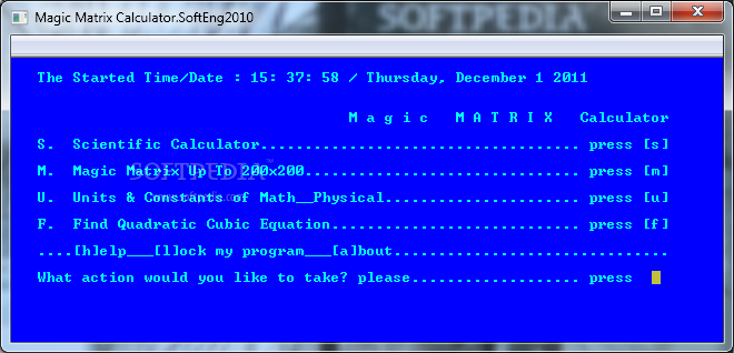 Magic Matrix Calculator