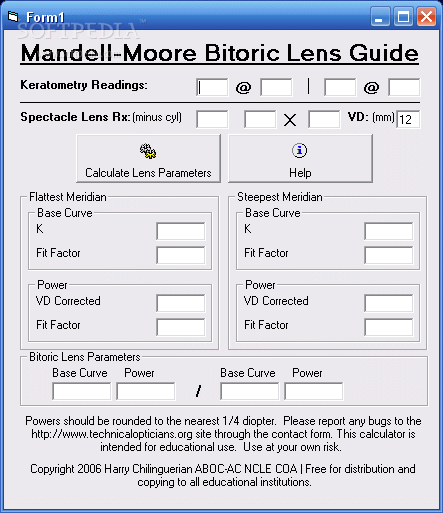Mandell Moore Bitoric Calculator