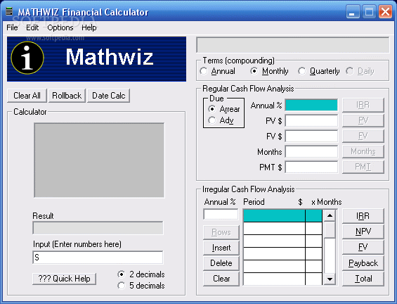 Mathwiz Financial Calculator
