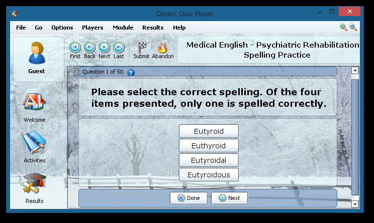 Medical English - Psychiatric Rehabilitation - Spelling Practice