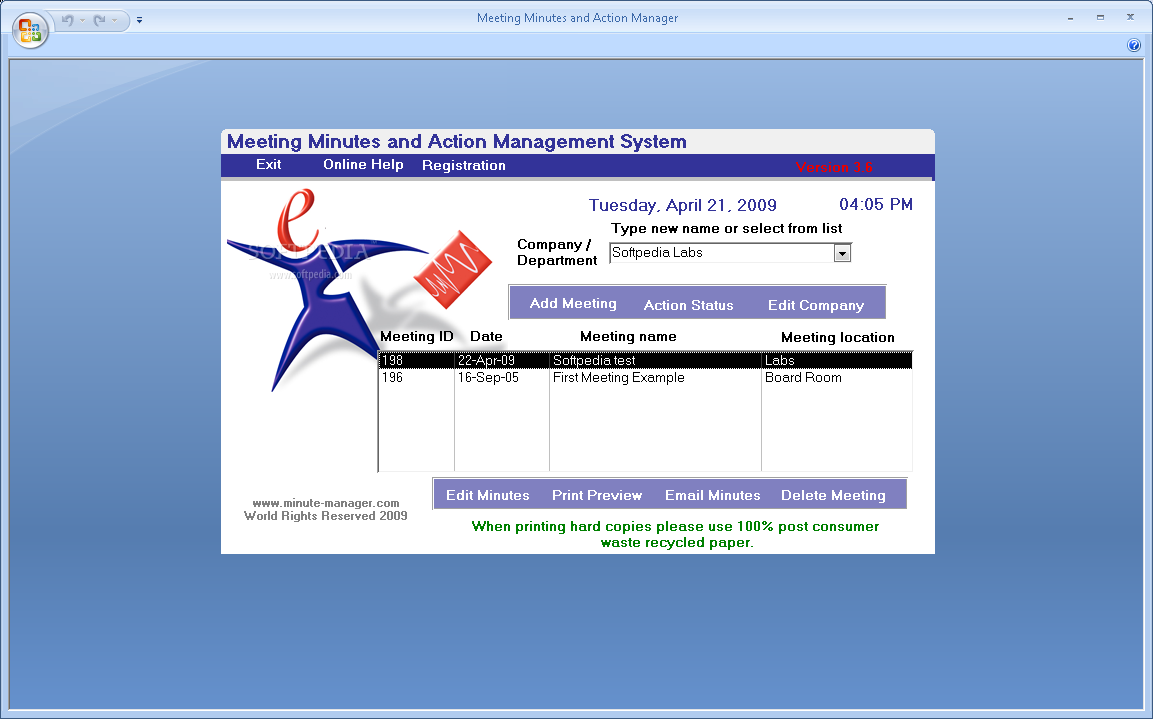 Meeting Minutes and Action Management System