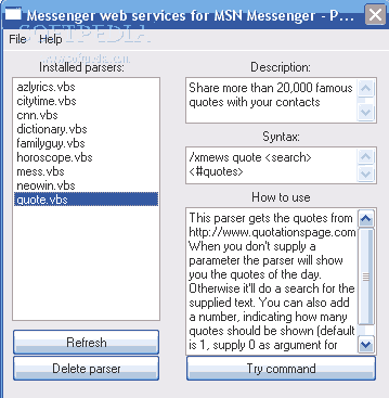 Messenger Web Services (MEWS)