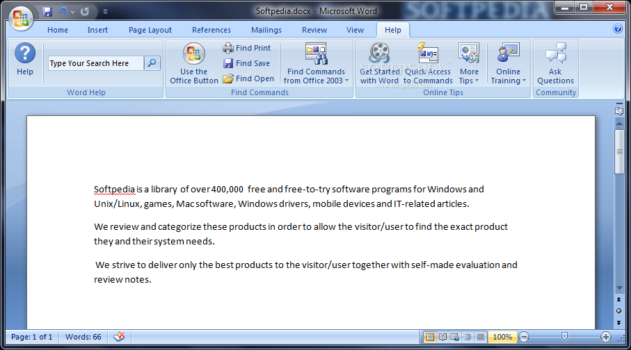 Microsoft Office 2007 Help Tab
