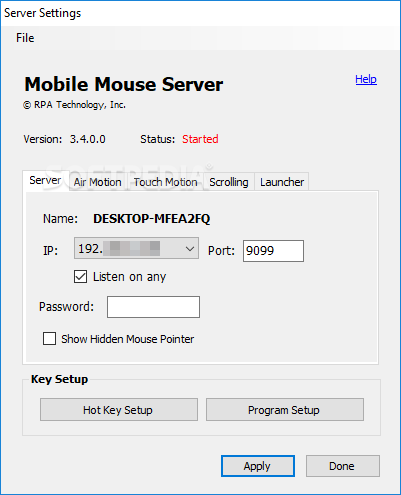 Mobile Mouse Server