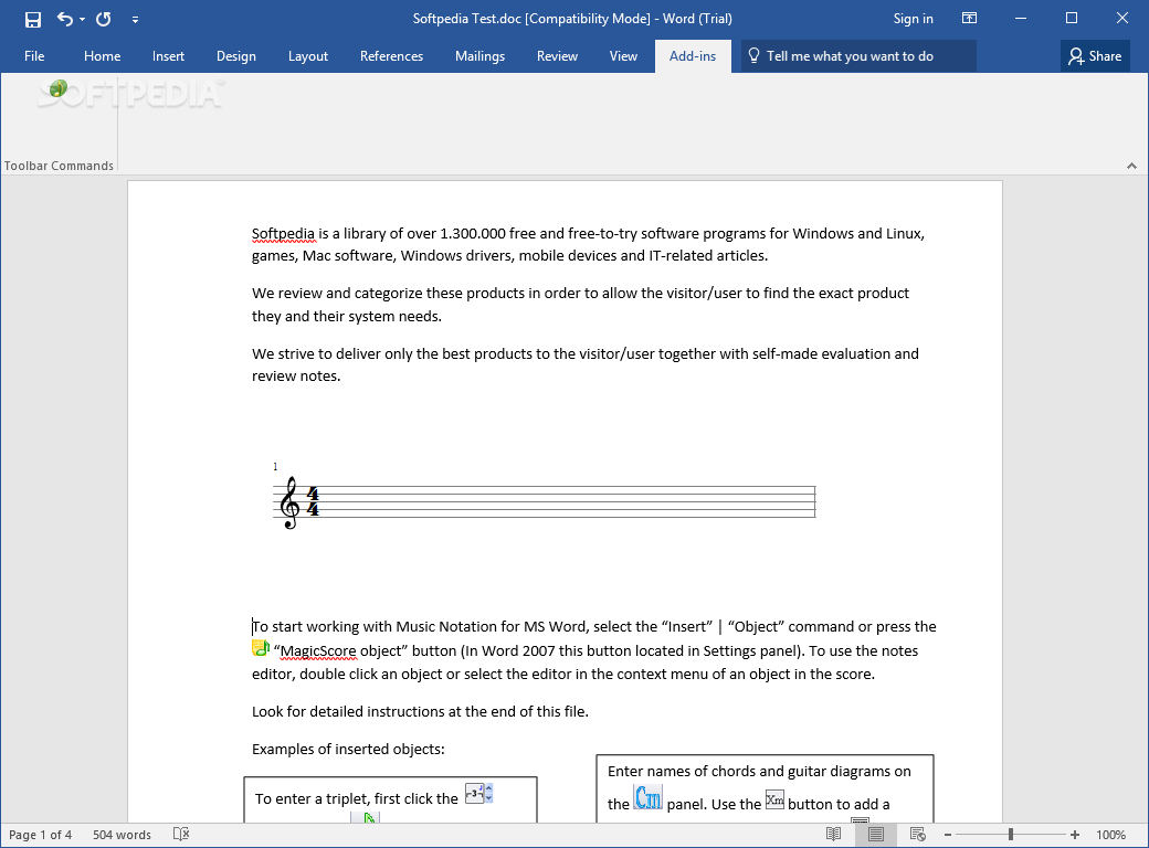 MagicScore Notation for MS Word