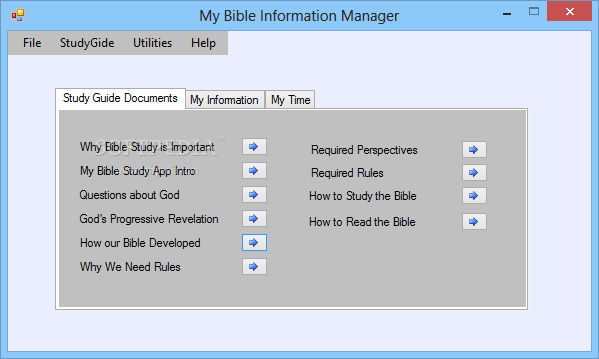 My Bible Information Manager (formerly My Bible Study Application)