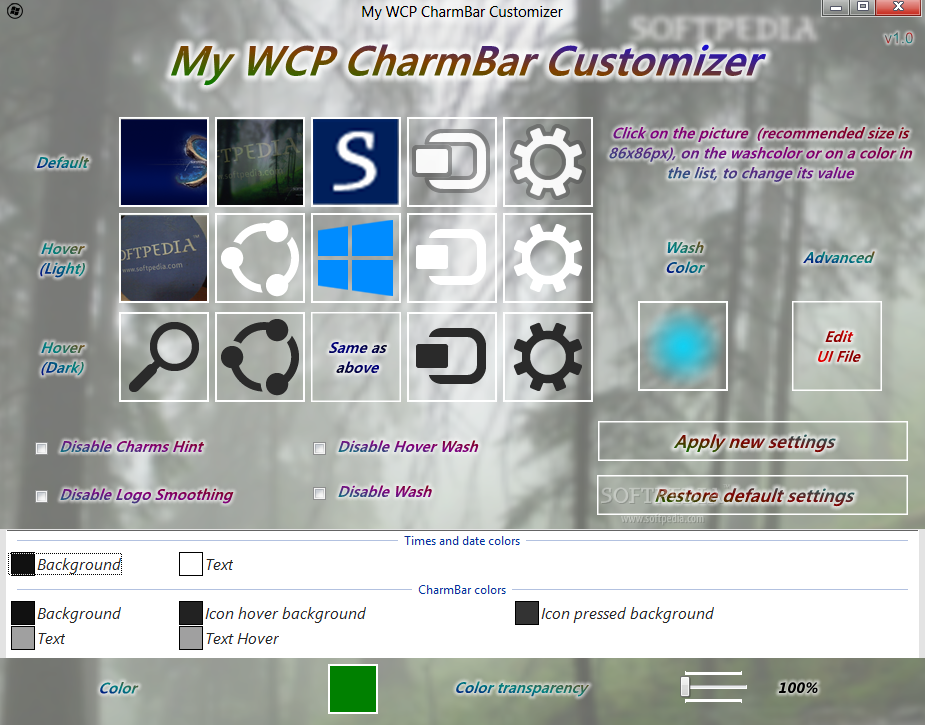 My WCP CharmBar Customizer