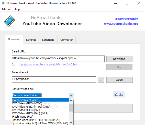 NoVirusThanks YouTube Video Downloader