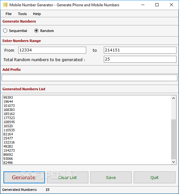 Mobile Number Generator