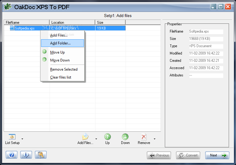 OakDoc XPS to PDF Converter