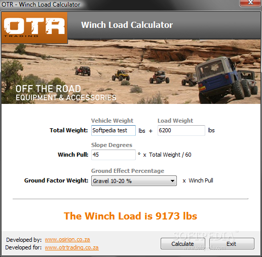 Off The Road Winch Load Calculator