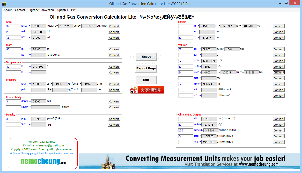 Oil And Gas Conversion Calculator Lite