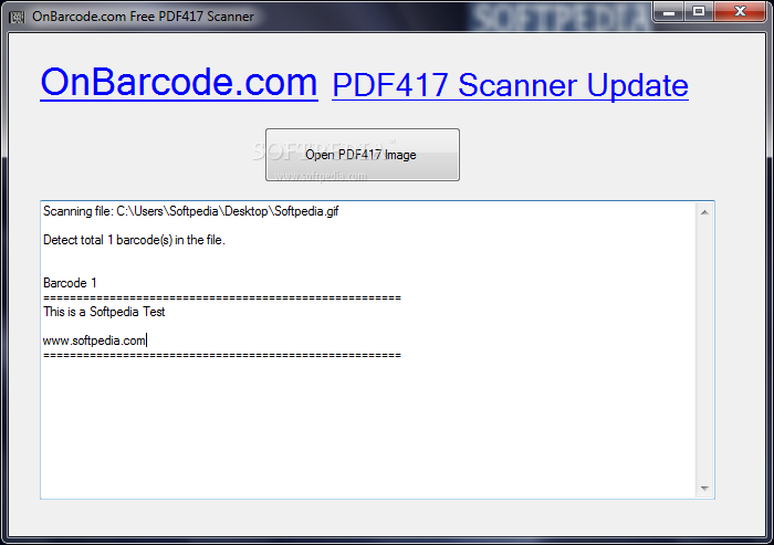 OnBarcode.com Free PDF417 Scanner
